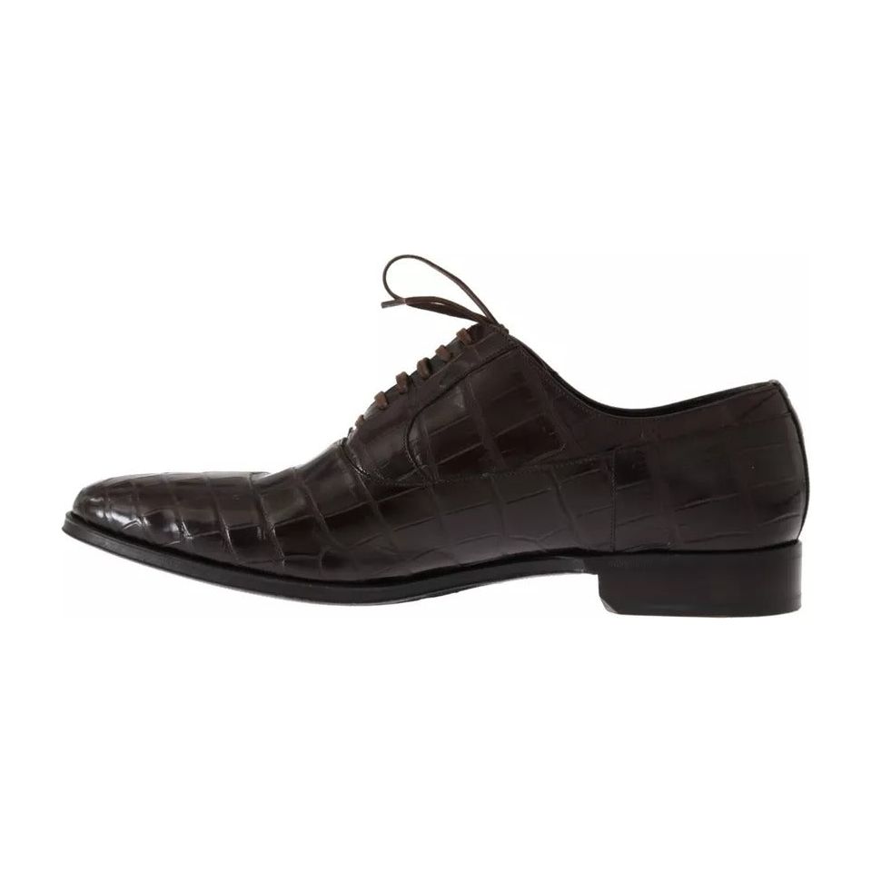 Dolce & Gabbana Brown Patterned Leather Dress Formal Shoes