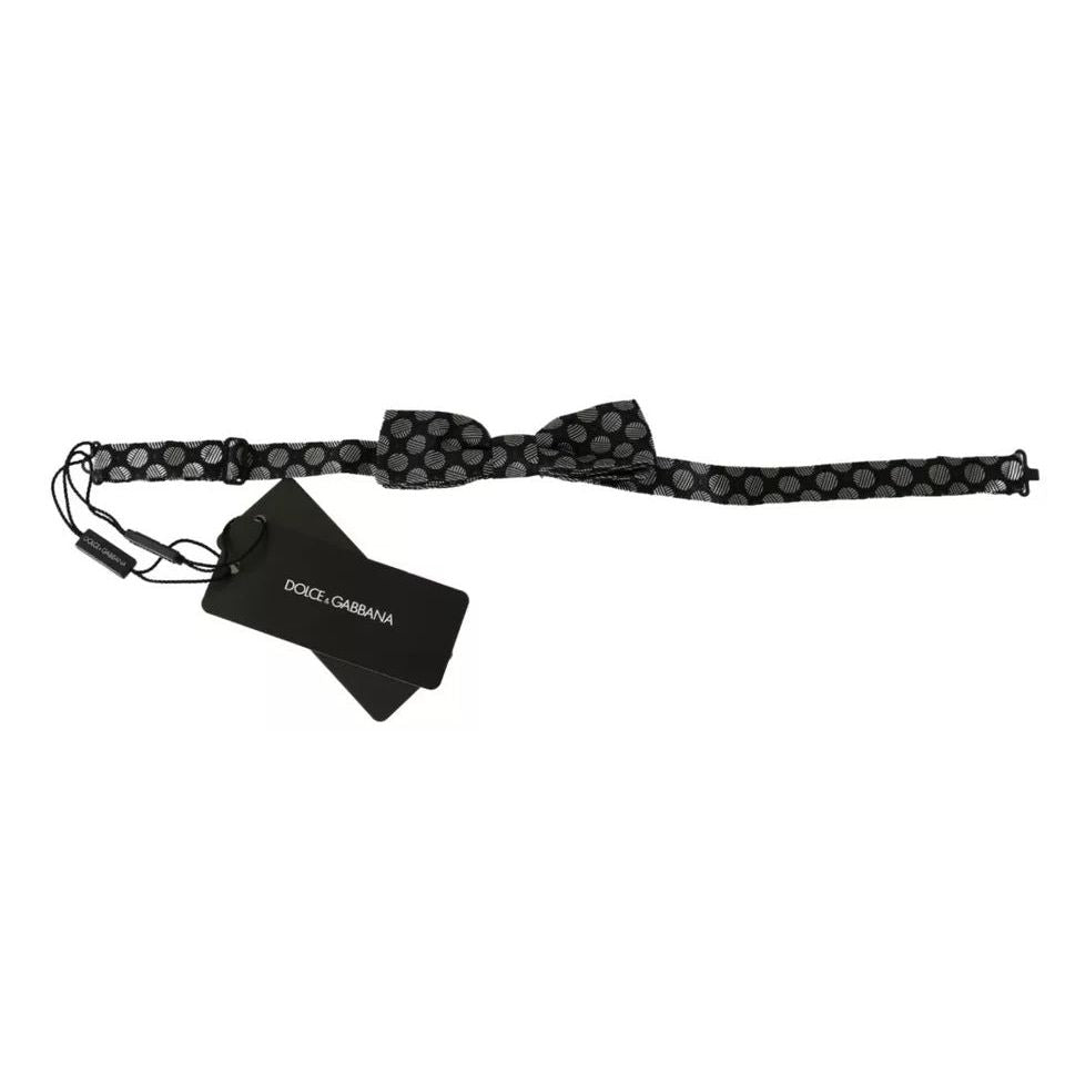 Dolce & Gabbana Black Silk Circles Men Necktie Bow Tie FT3000