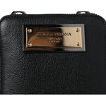 Dolce & Gabbana Black Leather Purse Crossbody Sling Phone Bag BAG4162