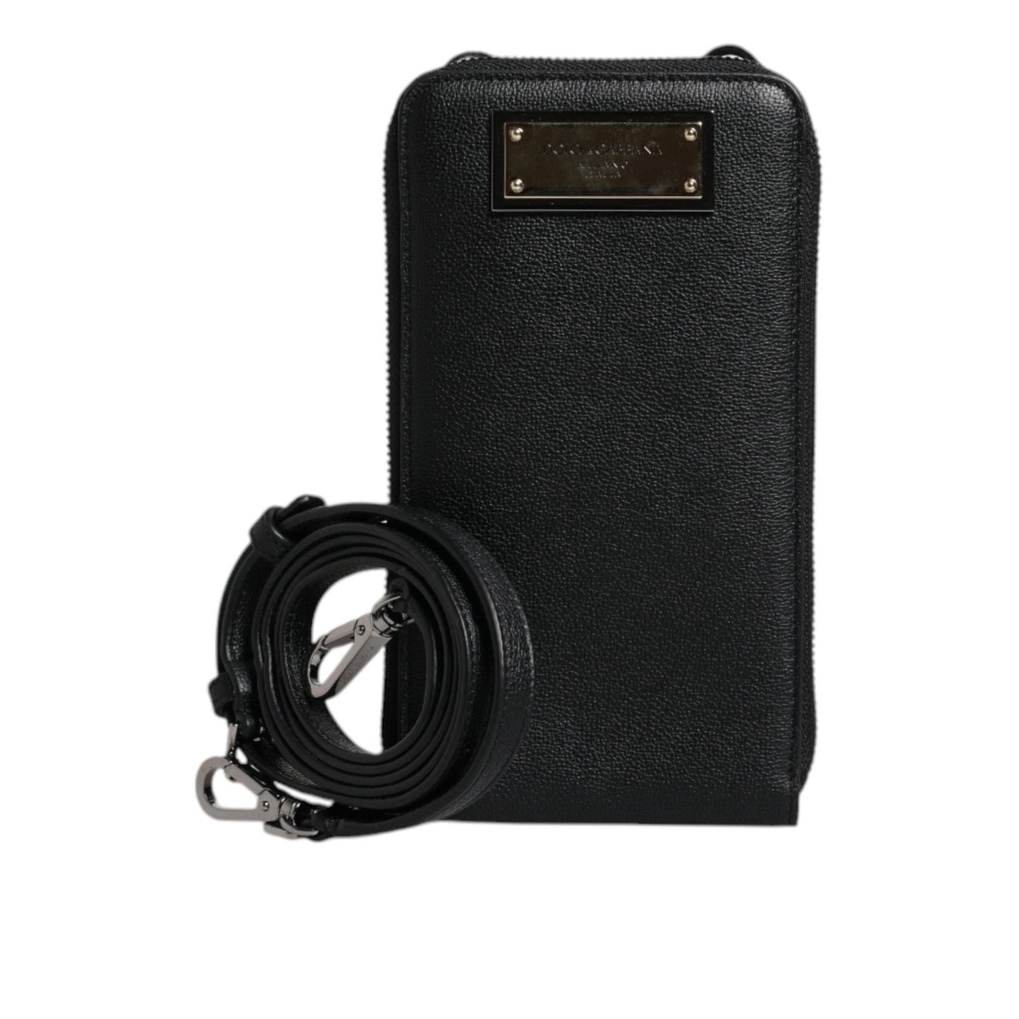 Dolce & Gabbana Black Leather Purse Crossbody Sling Phone Bag BAG4162