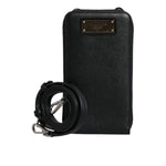 Dolce & Gabbana Black Leather Purse Crossbody Sling Phone Bag BAG4162