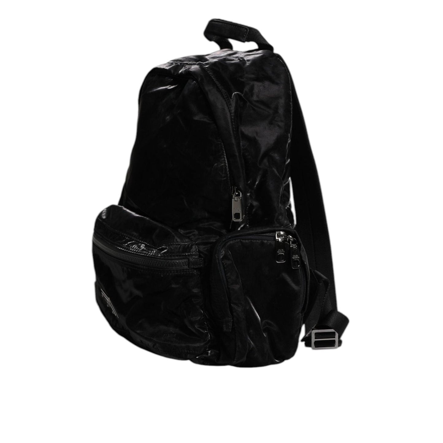 Dolce & Gabbana Black Nylon Logo Plaque Travel School Backpack Bag