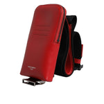Dolce & Gabbana Red Leather Logo Zip Around Card Holder Wide Strap Wallet BAG4195