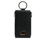 Dolce & Gabbana Black Leather Logo Plaque Neck Strap Card Coin Wallet BAG4231