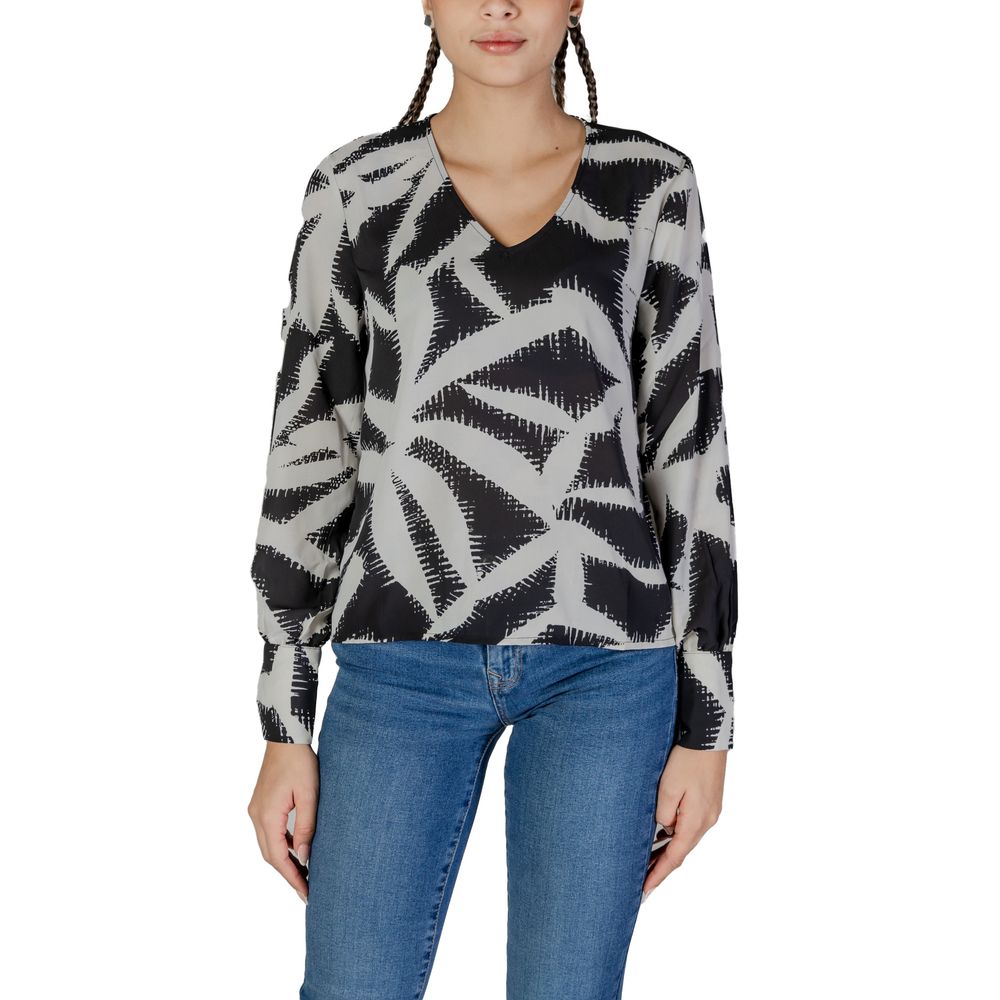 Jacqueline De Yong Black Recycled Polyester Shirt Jacqueline De Yong Dark Gray
