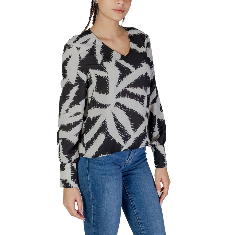 Jacqueline De Yong Black Recycled Polyester Shirt Jacqueline De Yong Dark Gray
