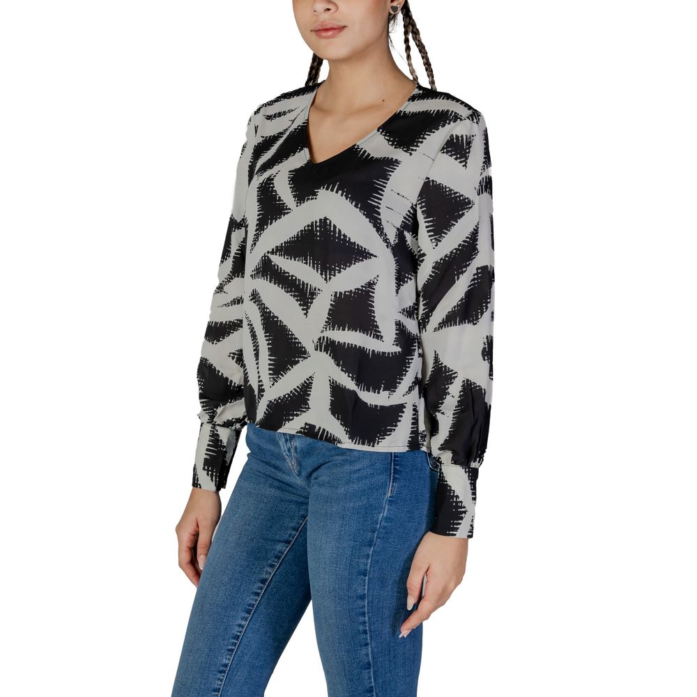 Jacqueline De Yong Black Recycled Polyester Shirt Jacqueline De Yong Dark Gray