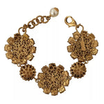 Dolce & Gabbana FIORI BLOOMING Floral Baroque Crystals Brass Bracelet SMY100667