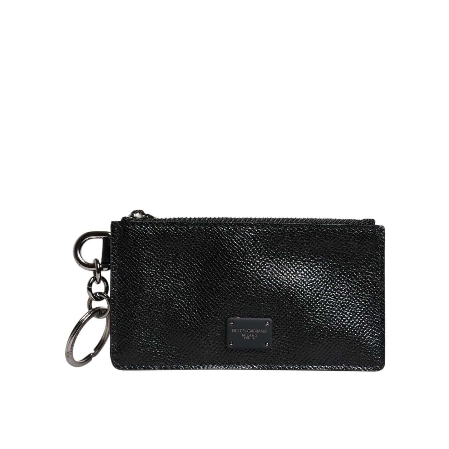 Dolce & Gabbana Black Calfskin Leather DG Logo Card Holder Wallet BAG4218