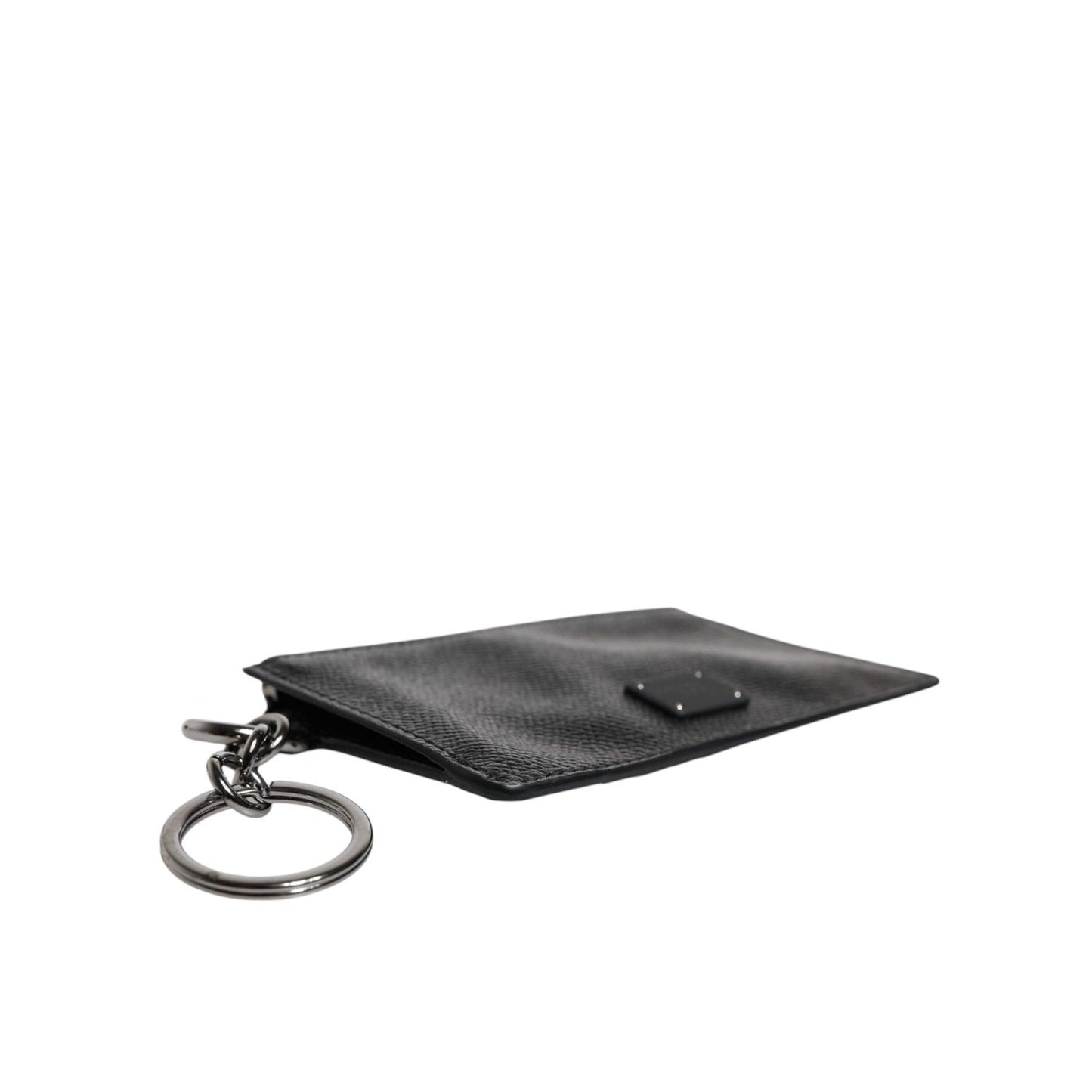 Dolce & Gabbana Black Calfskin Leather DG Logo Card Holder Wallet BAG4218