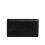 Dolce & Gabbana Black Leather Gold Metal Logo Plaque Trifold Keyring BAG4222