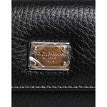 Dolce & Gabbana Black Leather Gold Metal Logo Plaque Trifold Keyring BAG4222