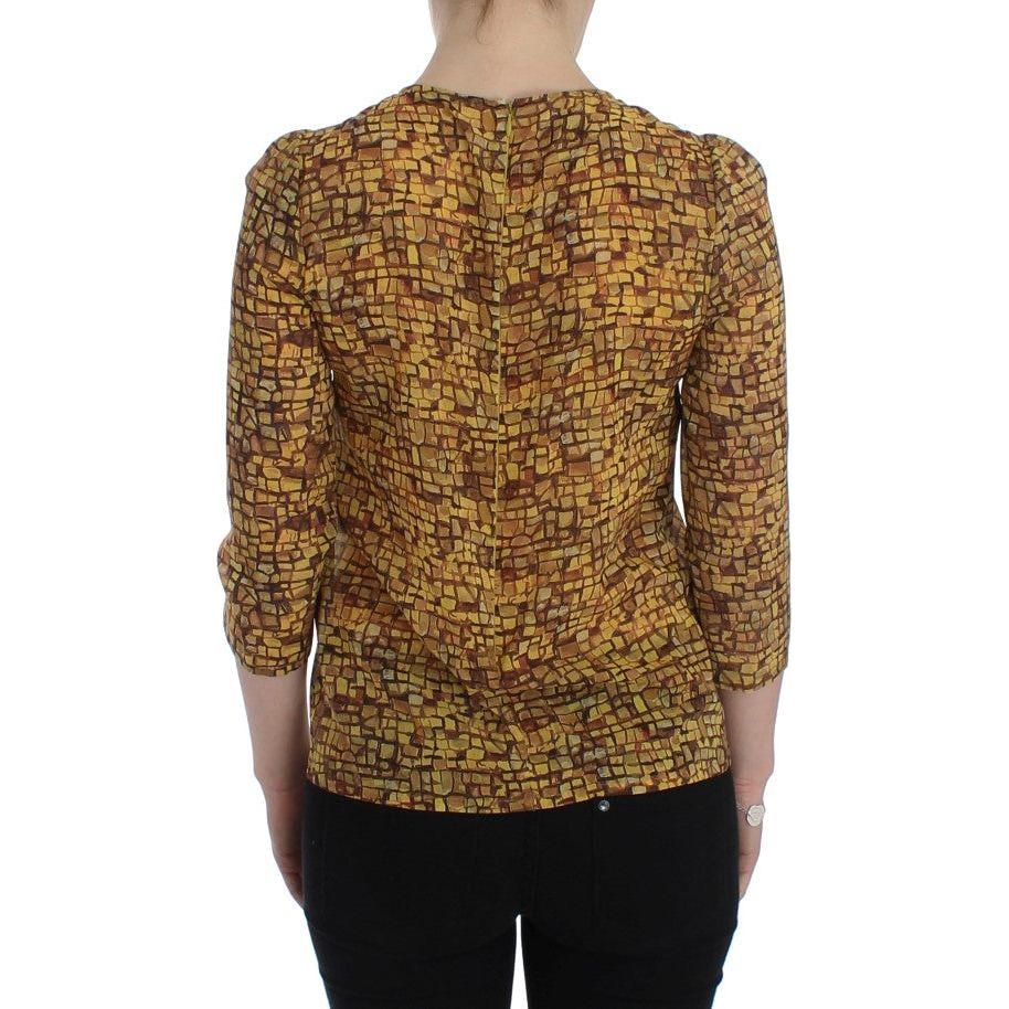 Dolce & Gabbana Multicolor Mosaic Print Silk Blouse T-shirt SIG13190-2