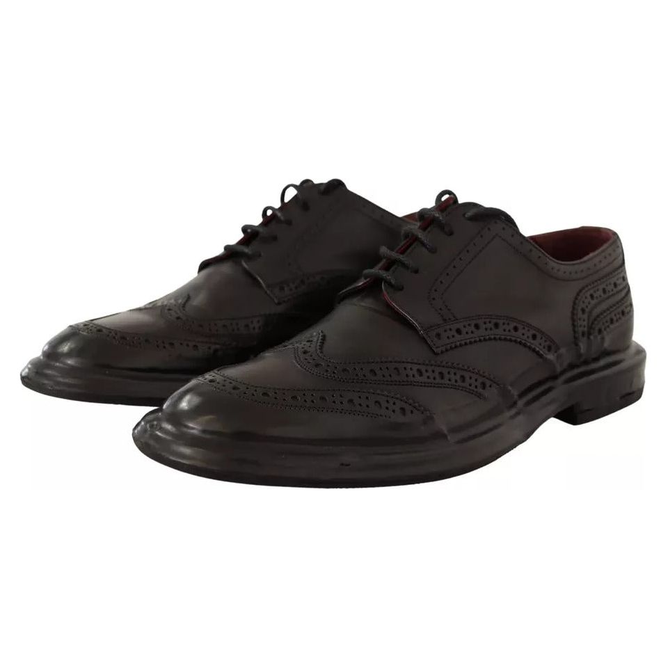 Dolce & Gabbana Black Perforated Leather Lace Up Derby Shoes