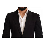Dolce & Gabbana Black Cotton Slim Fit Coat Jacket Blazer