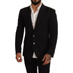 Dolce & Gabbana Black Cotton Slim Fit Coat Jacket Blazer