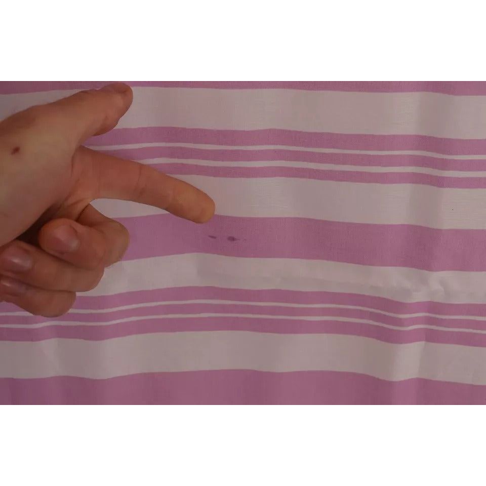 Dolce & Gabbana Pink White Striped Cotton Wrap Shawl Scarf MS6126