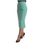Dolce & Gabbana Mint Green Viscose Pencil Cut Midi Skirt
