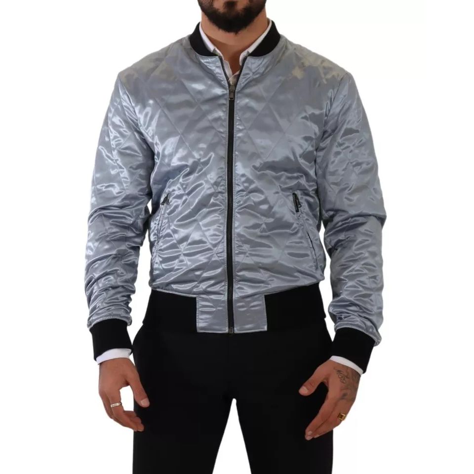 Dolce & Gabbana Light Blue Bomber Coat Men Jacket