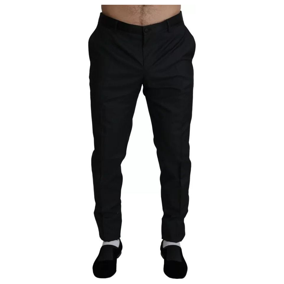 Dolce & Gabbana Blue Skinny Dress Wool Silk Pants