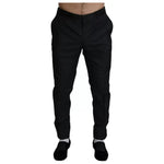 Dolce & Gabbana Blue Skinny Dress Wool Silk Pants