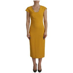 Dolce & Gabbana Yellow Viscose Sleeveless Sheath Midi Dress