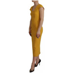 Dolce & Gabbana Yellow Viscose Sleeveless Sheath Midi Dress