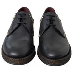 Dolce & Gabbana Black Leather Beige Derby Dress Shoes