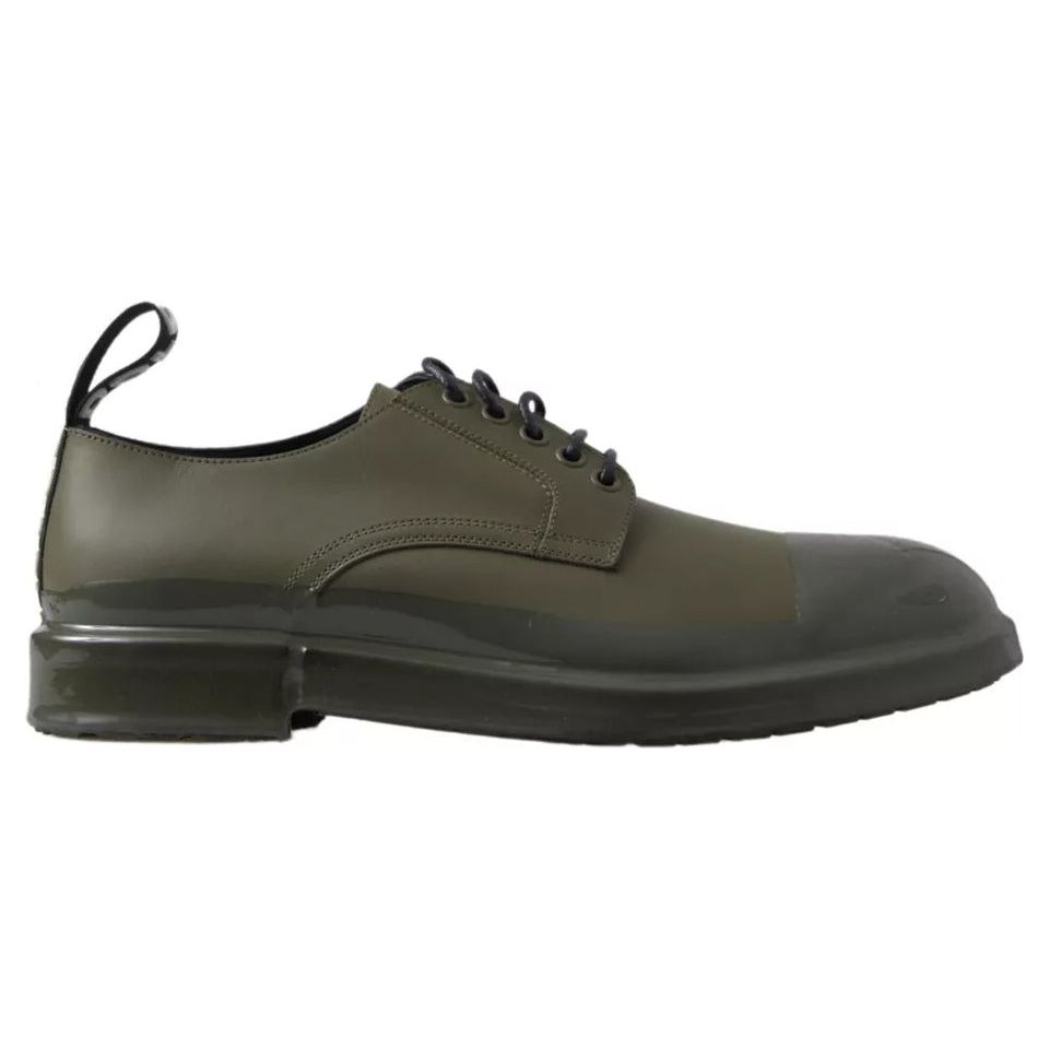 Dolce & Gabbana Green Leather Rubber Sole Dress Shoes