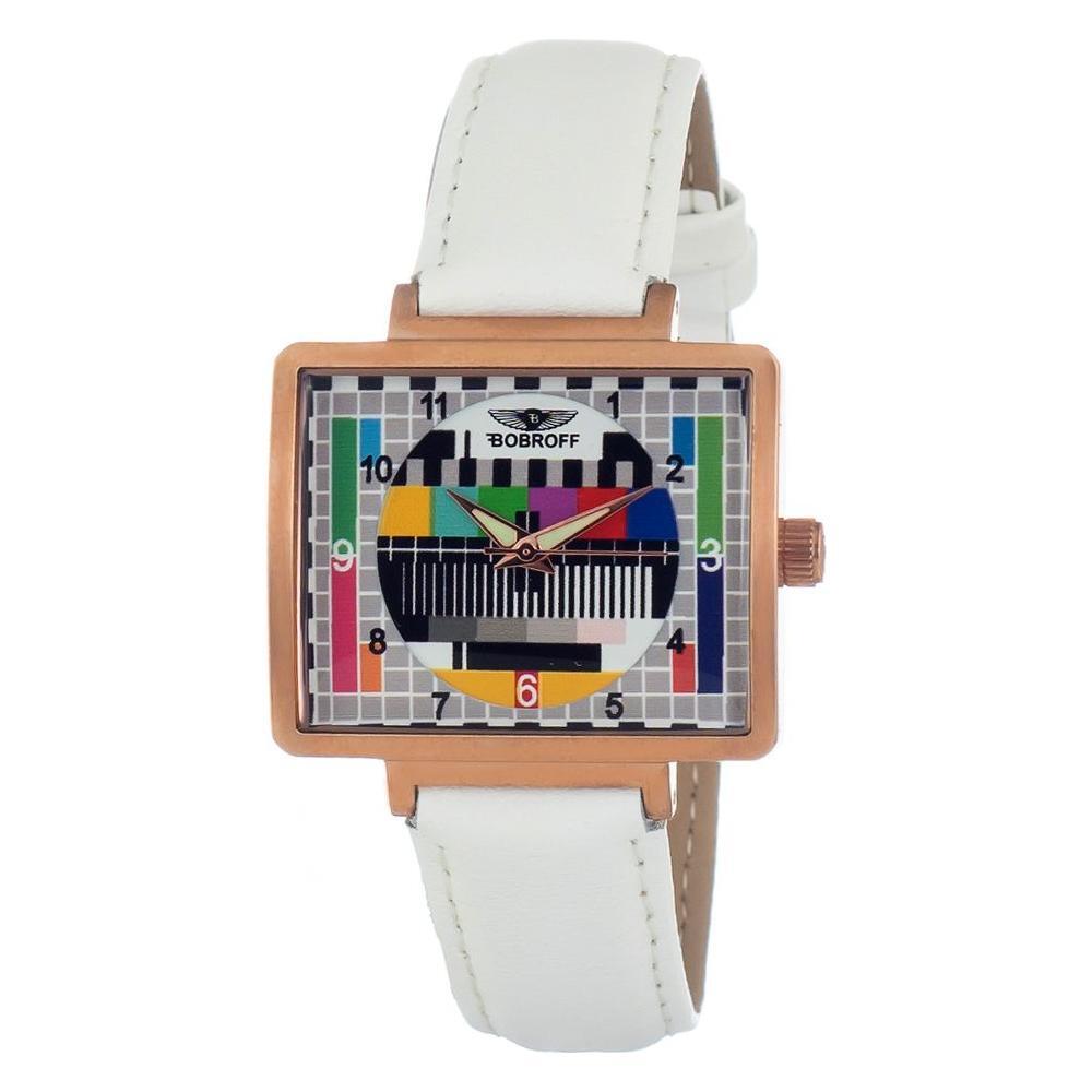 Bobroff White Leather Dress Watch