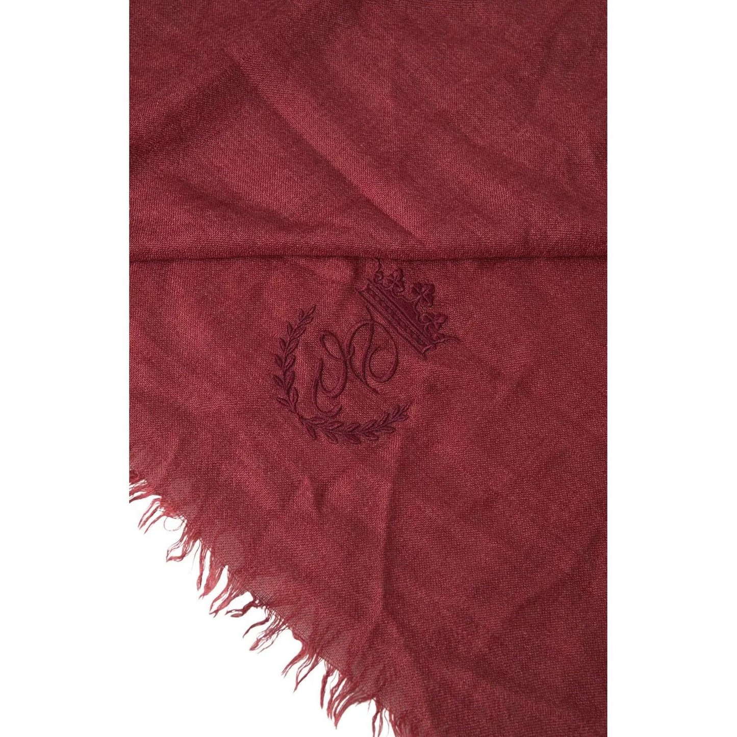 Dolce & Gabbana Maroon Cashmere Knit Wrap Shawl Fringe Scarf MS7061