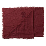 Dolce & Gabbana Maroon Cashmere Knit Wrap Shawl Fringe Scarf MS7061