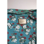 Dolce & Gabbana Blue Floral Cotton Button Down Denim Shirt