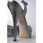 Dolce & Gabbana Silver Leather Platform Heels Sandals Shoes