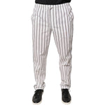 Dolce & Gabbana White Stripes Cotton Skinny Dress Pants