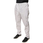 Dolce & Gabbana White Stripes Cotton Skinny Dress Pants