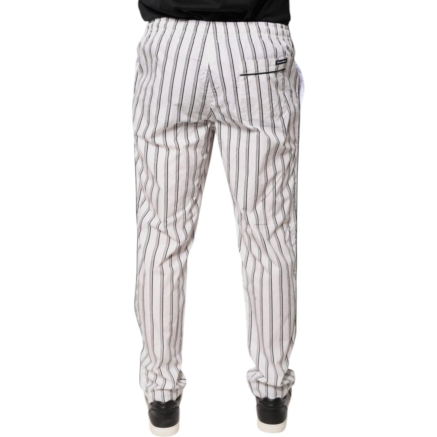 Dolce & Gabbana White Stripes Cotton Skinny Dress Pants