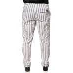 Dolce & Gabbana White Stripes Cotton Skinny Dress Pants