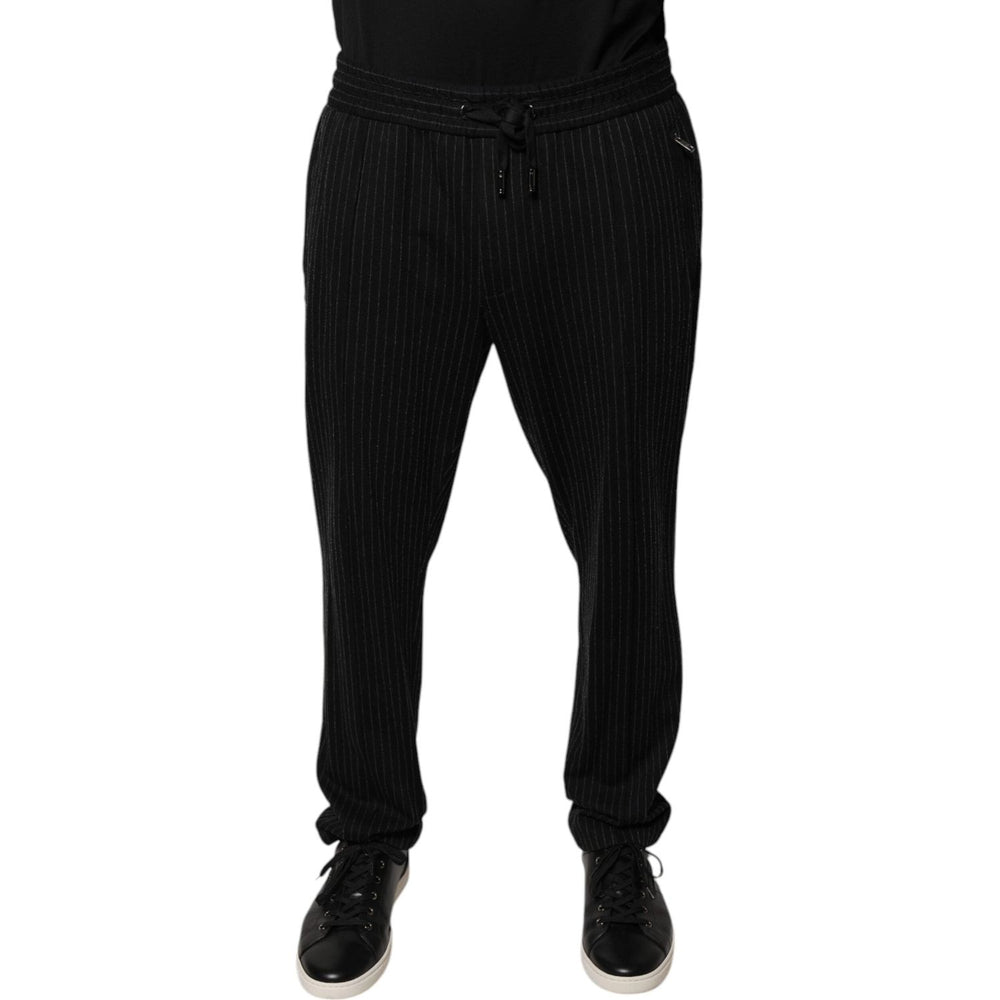 Dolce & Gabbana Black Stripes Viscose Skinny Dress Pants