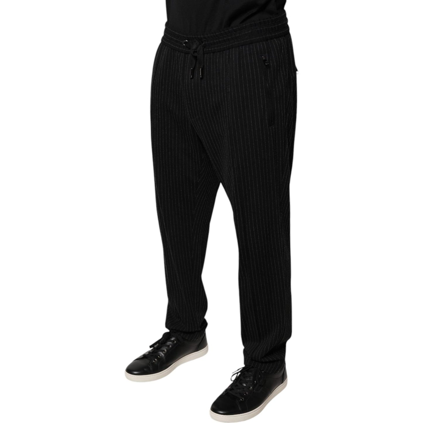 Dolce & Gabbana Black Stripes Viscose Skinny Dress Pants