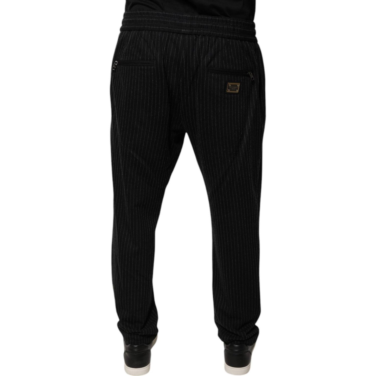Dolce & Gabbana Black Stripes Viscose Skinny Dress Pants