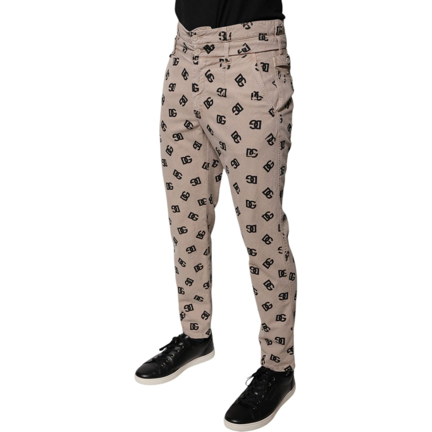 Dolce & Gabbana Beige Logo Cotton Skinny Denim Jeans