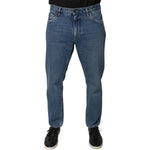Dolce & Gabbana Blue Cotton Logo Men Loose Denim Jeans