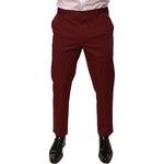 Dolce & Gabbana Maroon Cotton Men Skinny Dress Pants
