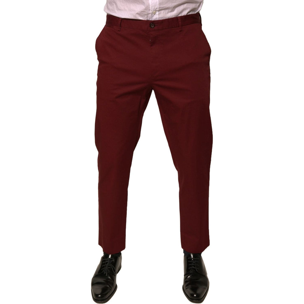 Dolce & Gabbana Maroon Cotton Men Skinny Dress Pants