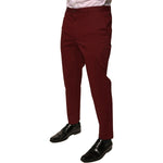 Dolce & Gabbana Maroon Cotton Men Skinny Dress Pants