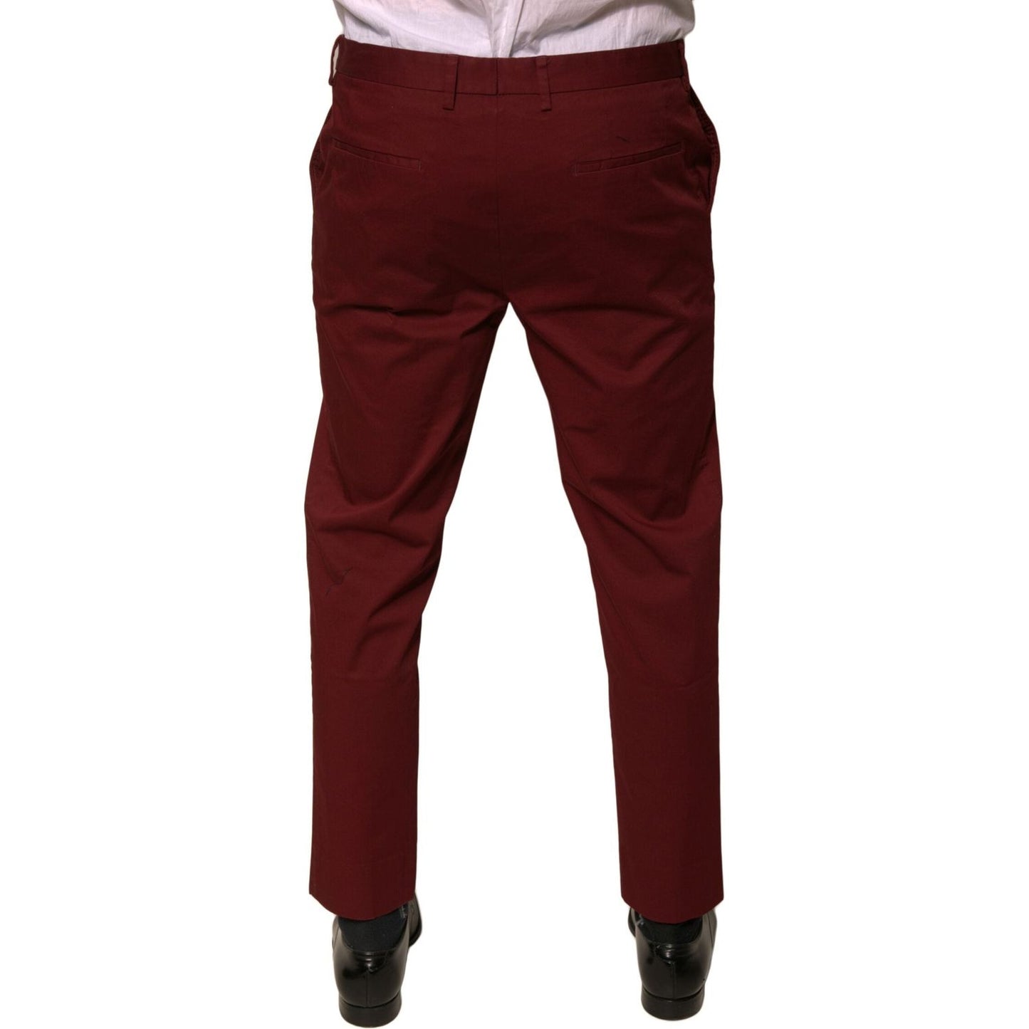 Dolce & Gabbana Maroon Cotton Men Skinny Dress Pants