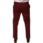 Dolce & Gabbana Maroon Cotton Men Skinny Dress Pants