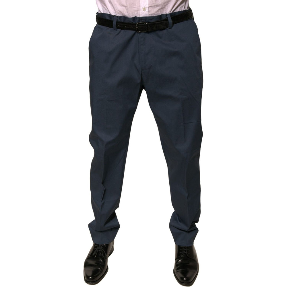 Dolce & Gabbana Dark Blue Cotton Stretch Skinny Men Dress Pants