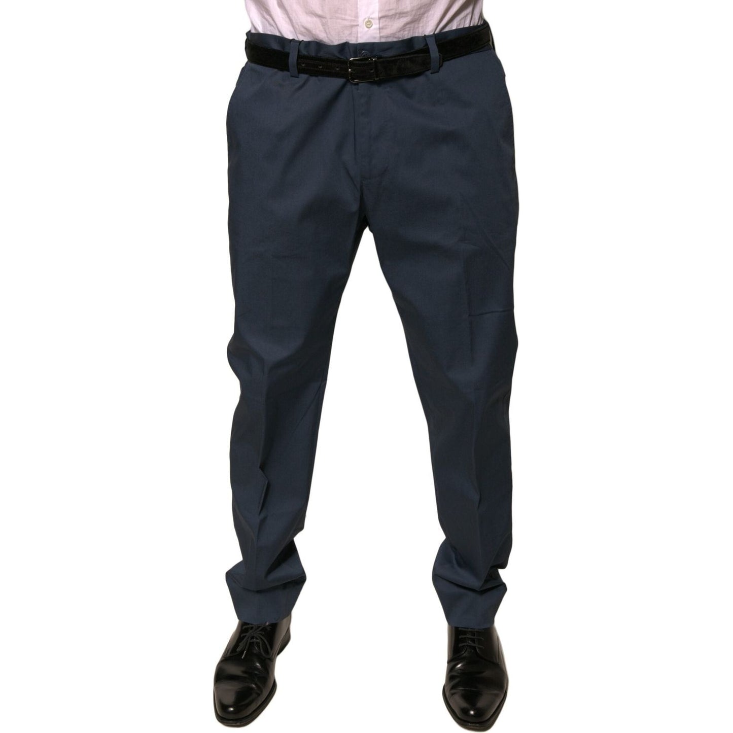 Dolce & Gabbana Dark Blue Cotton Stretch Skinny Men Dress Pants